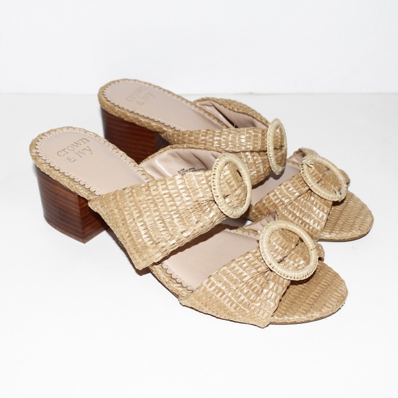 crown & ivy Shoes - Crown & Ivy Boho Elyza Raffia Double Band Sandals